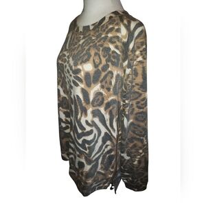 COCO + CARMEN Leopard Cheetah Print Side Zip Shirt | Women's Size Small/Medium